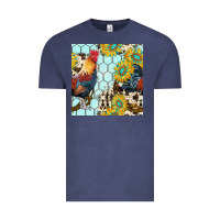 Vintage Denim western rooster seamless pattern Vintage Tee - BundleAndBundleShop