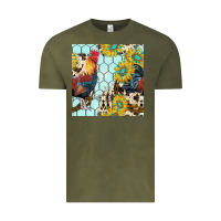 Vintage Olive western rooster seamless pattern Vintage Tee - BundleAndBundleShop