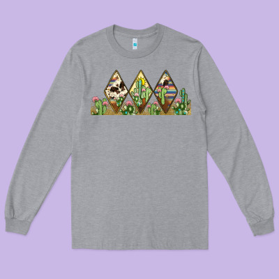 Cactus Cowhide Serape Long Sleeve Tee Designed By Jahusdesignshop