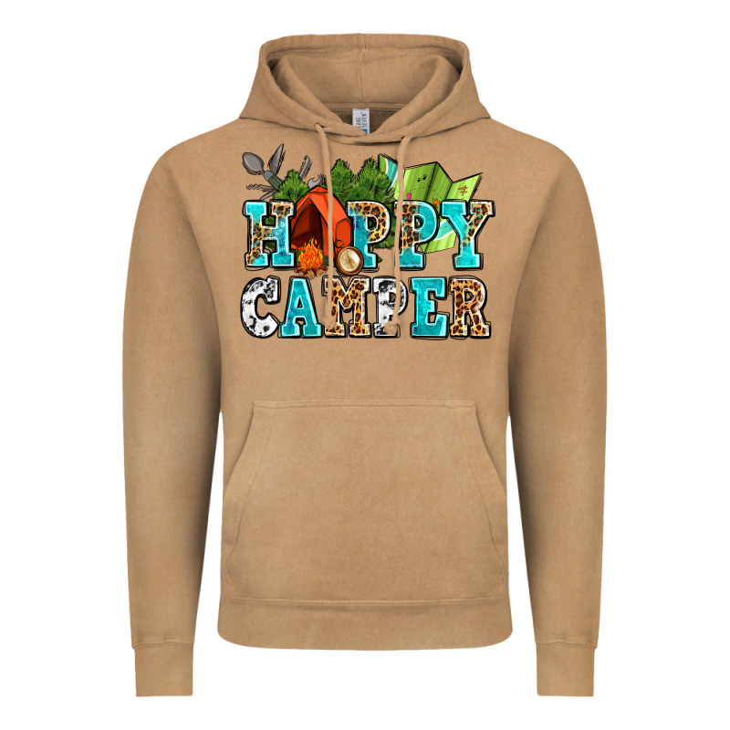 Happy Camper With Trees And Map Vintage Hoodie by AdoDesignShop | Teevron