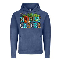 Vintage Denim happy camper with trees and map Vintage Hoodie - AdoDesignShop