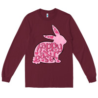 Burgundy happy easter rabbit Long Sleeve Tee - MaliasSmallBusiness