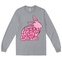 Heather Grey happy easter rabbit Long Sleeve Tee - MaliasSmallBusiness