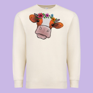 Cow With Flowers Premium Sweatshirt Designed By Bettercallsaul