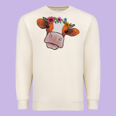 Cow With Flowers Premium Sweatshirt Designed By Bettercallsaul