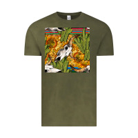 Vintage Olive western bull skull seamless pattern Vintage Tee - BundleAndBundleShop