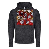 Vintage Black christmas snow crystals with plaid seamless pattern Vintage Hoodie - BundleAndBundleShop