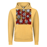 Vintage Mustard christmas snow crystals with plaid seamless pattern Vintage Hoodie - BundleAndBundleShop