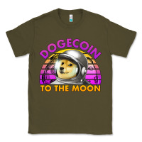 Army Green doge coin to the moon 80's retro sunset Classic Tee - Jasminsmagicworld