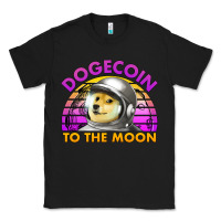 Black doge coin to the moon 80's retro sunset Classic Tee - Jasminsmagicworld