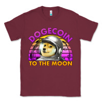 Burgundy doge coin to the moon 80's retro sunset Classic Tee - Jasminsmagicworld