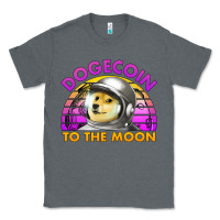 Charcoal Heather doge coin to the moon 80's retro sunset Classic Tee - Jasminsmagicworld