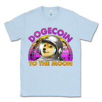 Dusty Blue doge coin to the moon 80's retro sunset Classic Tee - Jasminsmagicworld