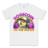 White doge coin to the moon 80's retro sunset Classic Tee - Jasminsmagicworld