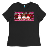 Black Happy valentines day gnomes rose Ladies Tee - RanaPortraitStore