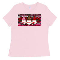 Bubblegum Pink Happy valentines day gnomes rose Ladies Tee - RanaPortraitStore