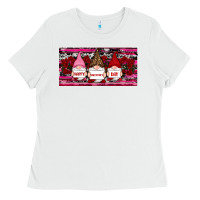White Happy valentines day gnomes rose Ladies Tee - RanaPortraitStore