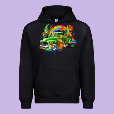 St. Patrick's Day Truck With Gnomies Urban Hoodie Designed By Cowgirlartshop