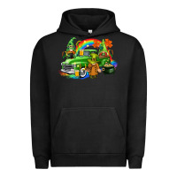 Pigment Black St. Patrick's Day truck with gnomies Urban Hoodie - CowGirlArtShop
