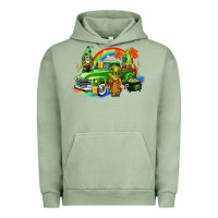 Pigment Oil Green St. Patrick's Day truck with gnomies Urban Hoodie - CowGirlArtShop