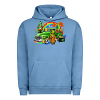 Pigment Pebble Blue St. Patrick's Day truck with gnomies Urban Hoodie - CowGirlArtShop