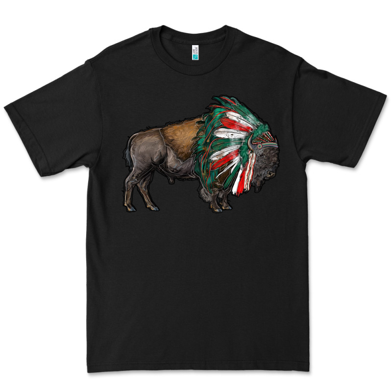 Mexican Bison With Indian Headdress Premium Tee by RanaPortraitStore | Teevron