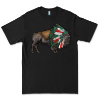 Black mexican bison with indian headdress Premium Tee - RanaPortraitStore