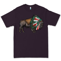 Plum mexican bison with indian headdress Premium Tee - RanaPortraitStore