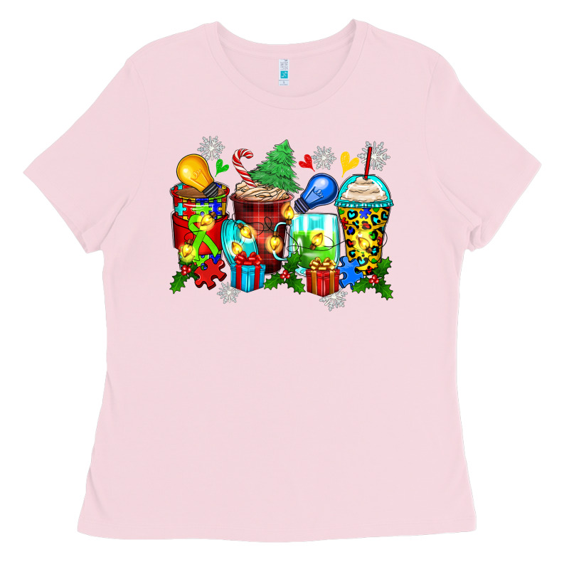 Autism Christmas Coffee Cups Ladies Tee by Zillion Design Studio | Teevron