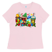 Bubblegum Pink autism christmas coffee cups Ladies Tee - Zillion Design Studio
