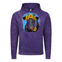 Cloud Purple black angus with sunflower Vintage Hoodie - RanaPortraitStore