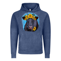 Vintage Denim black angus with sunflower Vintage Hoodie - RanaPortraitStore