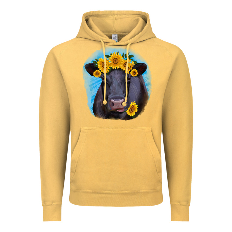 Black Angus With Sunflower Vintage Hoodie by RanaPortraitStore | Teevron