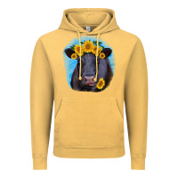 Vintage Mustard black angus with sunflower Vintage Hoodie - RanaPortraitStore