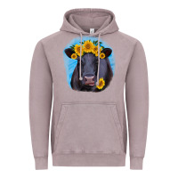 Vintage Zinc black angus with sunflower Vintage Hoodie - RanaPortraitStore