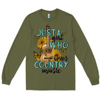 Army Green just a girl who loves country music Long Sleeve Tee - MaliasSmallBusiness