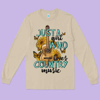 Just A Girl Who Loves Country Music Long Sleeve Tee Designed By Maliassmallbusiness