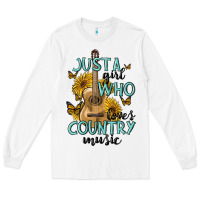 White just a girl who loves country music Long Sleeve Tee - MaliasSmallBusiness