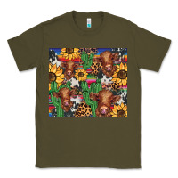 Army Green western cactus sunflower highlands cow Classic Tee - BarkalooDesign