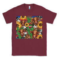 Burgundy western cactus sunflower highlands cow Classic Tee - BarkalooDesign