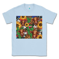 Dusty Blue western cactus sunflower highlands cow Classic Tee - BarkalooDesign