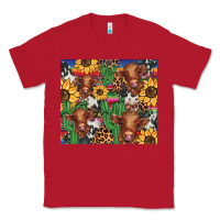 Red western cactus sunflower highlands cow Classic Tee - BarkalooDesign