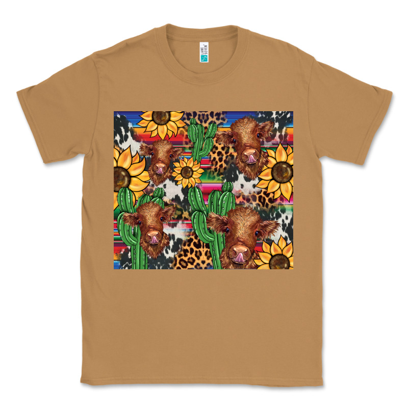 Western Cactus Sunflower Highlands Cow Classic Tee by BarkalooDesign | Teevron