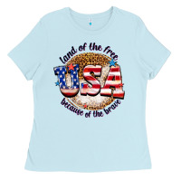 Baby Blue land of the free usa because of the brave billie w Ladies Tee - texasbilliewilder