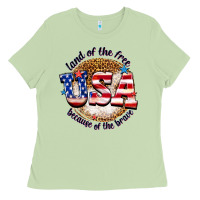 Land Of The Free Usa Because Of The Brave Billie W Ladies Tee | Teevron