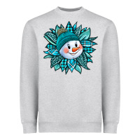 Heather Grey cute snowman winter sunflower Heavyweight Sweatshirt - Jasminsmagicworld
