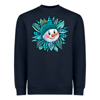 Navy cute snowman winter sunflower Heavyweight Sweatshirt - Jasminsmagicworld