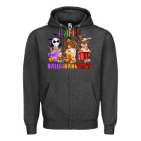 Charcoal Heather happy hallothanksmas Zipper Hoodie - MaliasSmallBusiness