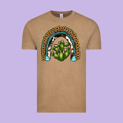 Cactus Rainbow Vintage Tee Designed By Jahusdesignshop