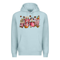 Blue Mist Cafecito y Chisme Coffee Cups Premium Hoodie - texasbilliewilder